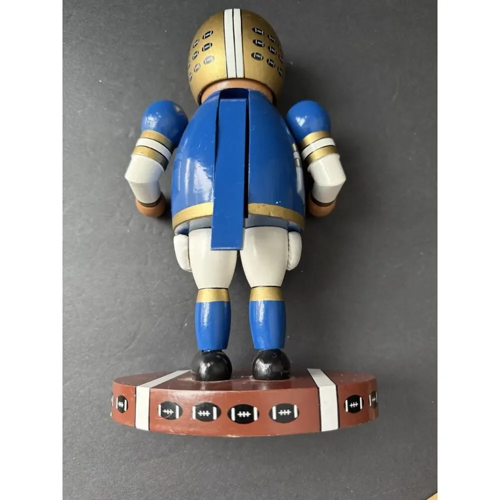 Nutcracker Village Blue Gold Football Player 2001 Sports Fan Academia Athletic